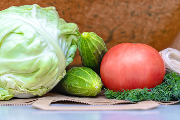 Vegetables in a paper bag close-up with a copy space. Eco-vegetarian diet products.