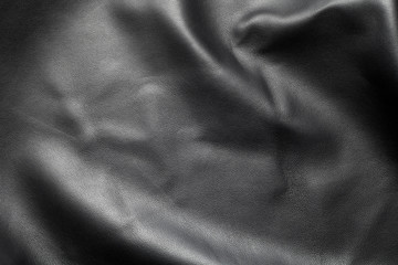 Crumpled black leather texture background