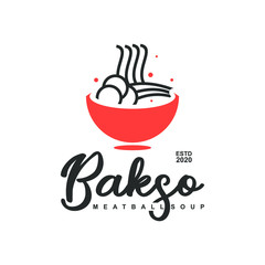 simple fun bakso means meatball food vector best for culinary industry logo design graphic template idea