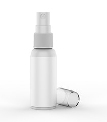 Blank plastic spray bottle for branding and mockup, 3d render illustration.