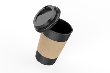 Blank paper Coffee Cup For Branding, 3d render illustration.