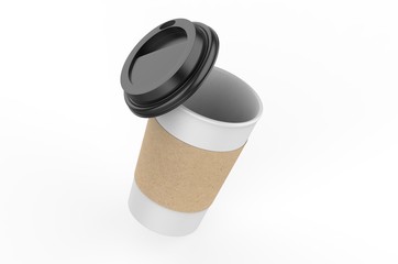 Blank paper Coffee Cup For Branding, 3d render illustration.