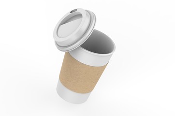 Blank paper Coffee Cup For Branding, 3d render illustration.