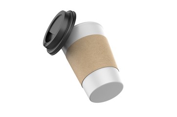 Blank paper Coffee Cup For Branding, 3d render illustration.