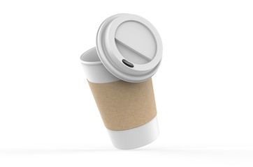 Blank paper Coffee Cup For Branding, 3d render illustration.