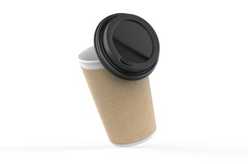 Blank paper Coffee Cup For Branding, 3d render illustration.