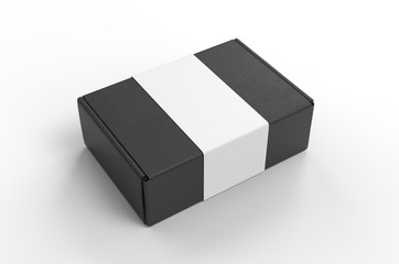 Blank Tuck In Flap Packaging Paper Box For Branding With paper label sleeve, 3d render illustration.