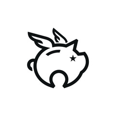 Pig logo design with simple minimalist line art style