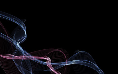 Dark abstract background with a glowing abstract waves
