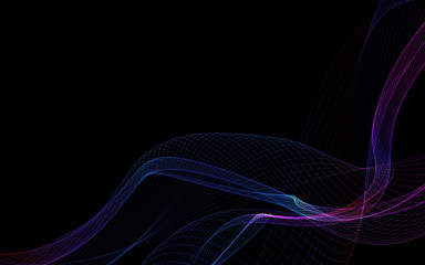 Dark abstract background with a glowing abstract waves
