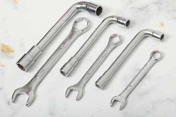 Wrench on white background metal tool for industrie