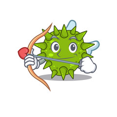 Vibrio cholerae in cupid cartoon character with arrow and wings