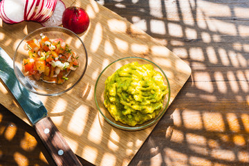 guacamole dip and vegetables