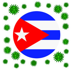 Flag of Cuba with deadly coronavirus covid-19. outbreak Banner with the spread of Coronavirus 2019-nCoV virus strain.
