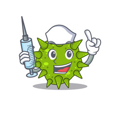 A nice nurse of vibrio cholerae mascot design concept with a syringe