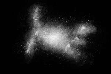 Freeze motion of white powder exploding