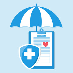 Health insurance concept.Healthcare, finance and medical service. Vector illustration about health insurance.