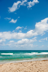 Fototapeta na wymiar Turquoise waters of the Atlantic ocean on perfect sunny day