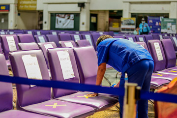 Officer worker around COVID19, at HualamphongBangkok, Thailand - social distance