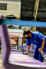 Officer worker around COVID19, at HualamphongBangkok, Thailand - social distance