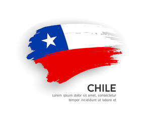 Obraz na płótnie Canvas Flag of Chile vector brush stroke design isolated on white background, illustration