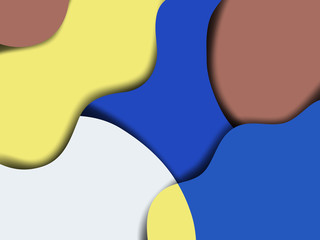 Paper art, blue and yellow wavy background
