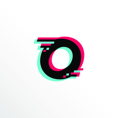 Initial Letter O with Glitch Effect