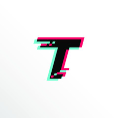 Initial Letter T with Glitch Effect