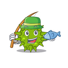 Cartoon design concept of vibrio cholerae while fishing