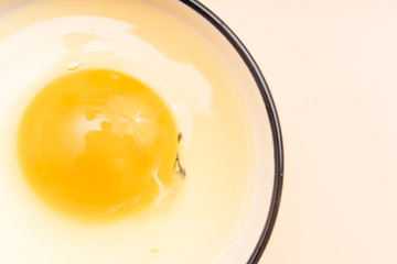 Raw eggs in a Chinese tableware dish