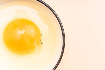 Raw eggs in a Chinese tableware dish
