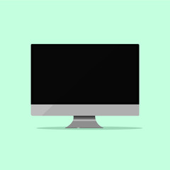 Monitor screen PC icon flat style with on a blue background, vector illustration