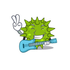 Talented musician of vibrio cholerae cartoon design playing a guitar