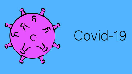 Violet dangerous infectious deadly respiratory coronavirus pandemic epidemic, covid-19 microbe virus on blue background