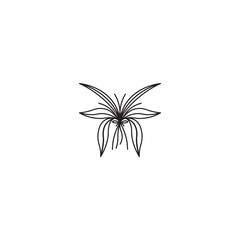 Butterfly flower line art logo design template - vector