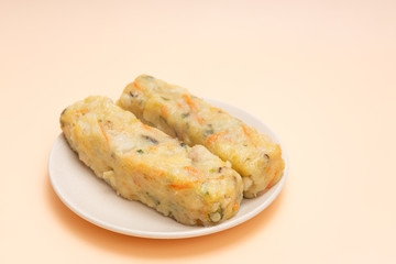 Chinese dishes Chaoshan snack potato rolls are on the plate