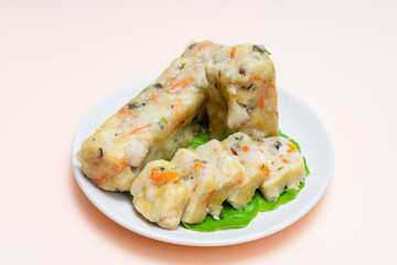 Chinese dishes Chaoshan snack potato rolls are on the plate