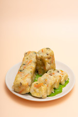 Chinese dishes Chaoshan snack potato rolls are on the plate