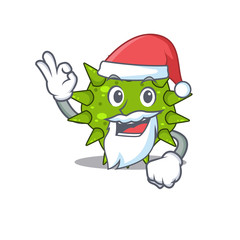 Vibrio cholerae Santa cartoon character with cute ok finger