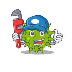 vibrio cholerae Smart Plumber cartoon character design with tool