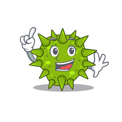 Fototapeta premium Vibrio cholerae mascot character design with one finger gesture
