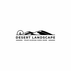 desert logo design inspiration with sunset or sunrise and cactus silhouettes