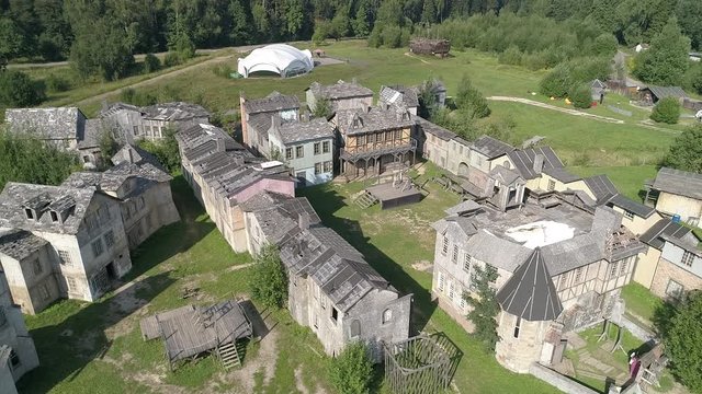 medieval town, guildhall, cinema, sets kinogorod, piligrim porto, khimki, serednikovo, history, historical reconstruction, aerial, ancient, antique, architecture, beautiful, building, christian, chris