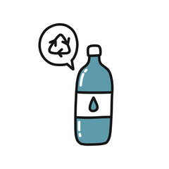 recycled plastic bottle doodle icon, vector illustration