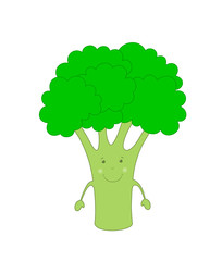 cartoon broccoli with face, green vegetables