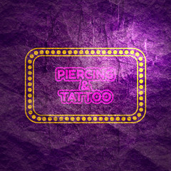 Piercing and tattoo salon theme illustration. Street sign