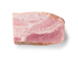 Block bacon placed on a white background