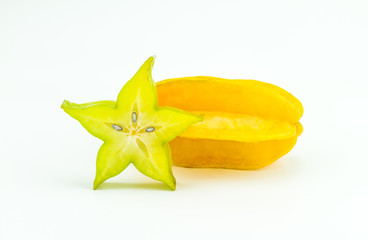 Fototapeta na wymiar Close up ripe star apple isolated on white background.