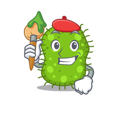 A creative escherichia artist mascot design style paint with a brush