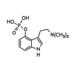 psilocybin chemical formula doodle icon, vector illustration